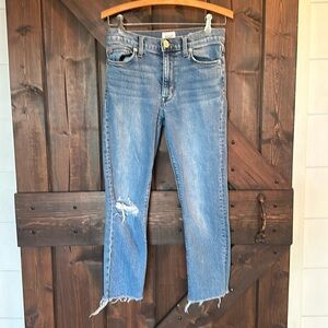 HUDSON BLAIR HIGH RISE BOOTCUT CROP LIGHTLY DISTRESSES JEANS SIZE 26 G24